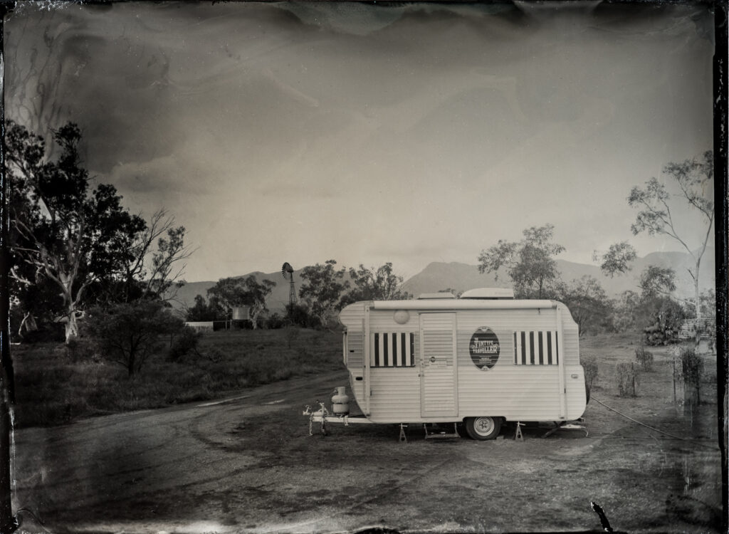 Tintype of the darkroom in the Flinders ranges